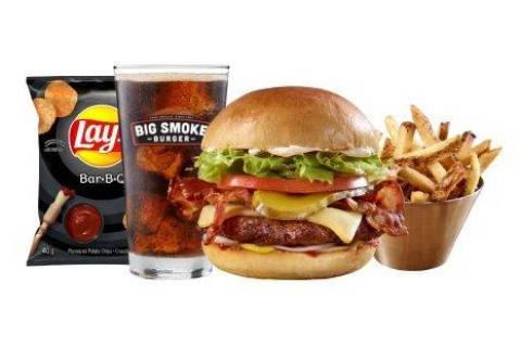 Smokey Cheddar Bacon Burger Combo - Comes with a FREE Bag of Lays BBQ Chips