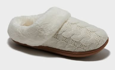 Dluxe By Dearfoams Carol Slippers, M, Cream