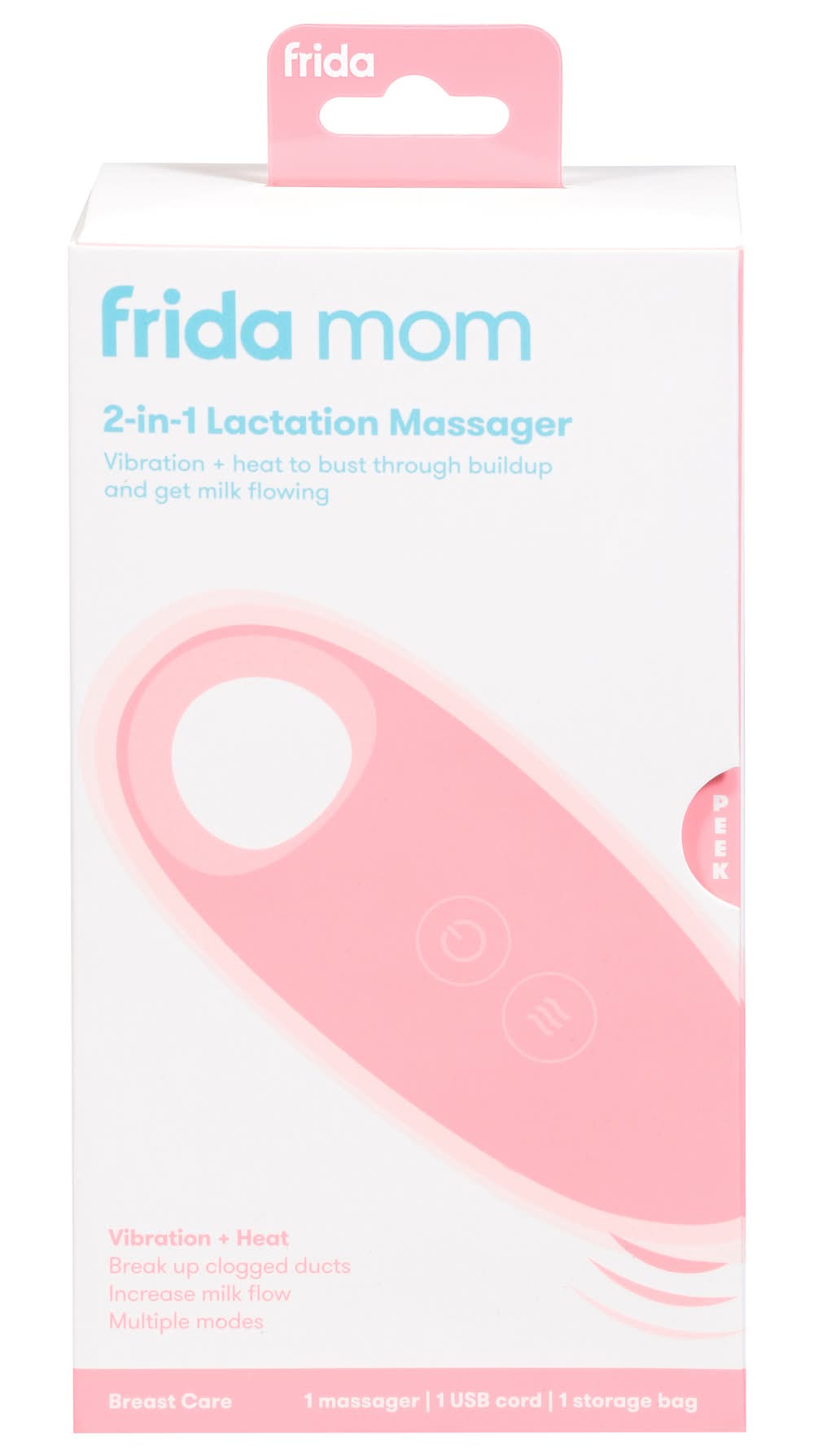 Frida Mom 2-In-1 Lactation Massager For Breast, White