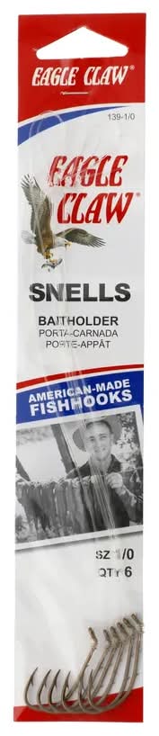 Eagle Claw Size 2 Bronze Snell Fish Hook - 6 Pack