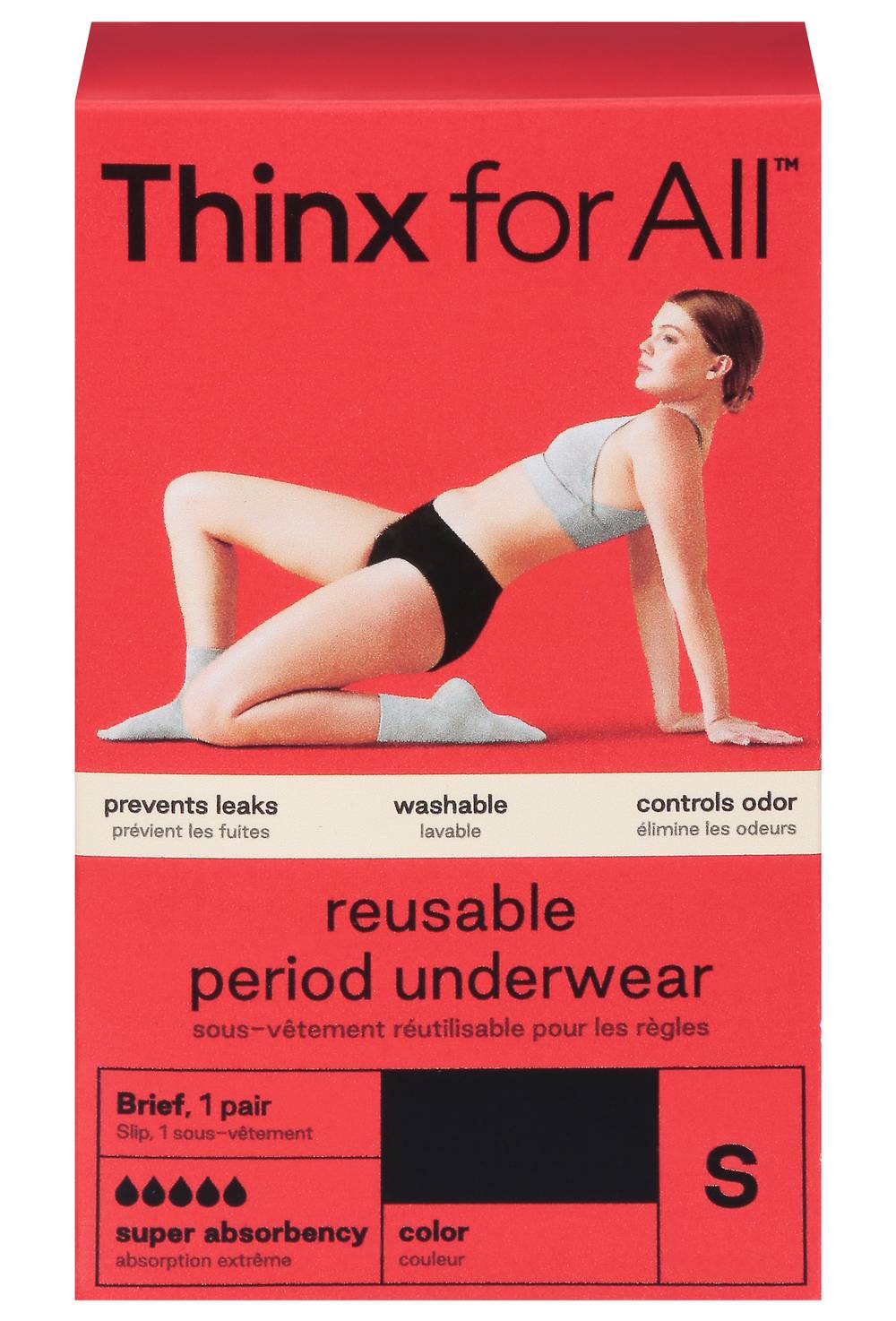 Thinx For All Super Absorbency Reusable Period Underwear, Women, Small, Black