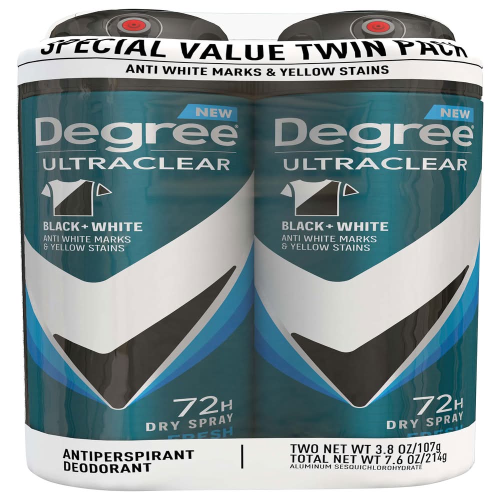 Degree Black+White Pure Clean Antiperspirant Deodorant (7.6 oz, 2 ct)