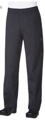 Chef Works - Basic Baggy Pants, 65/35 poly/cotton twill, black, medium (10 Units per Case)