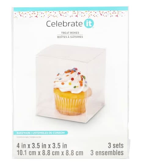 Celebrate It Acetate Treat Boxes, 4" x 3.5" x 3.5", Clear (3 ct)
