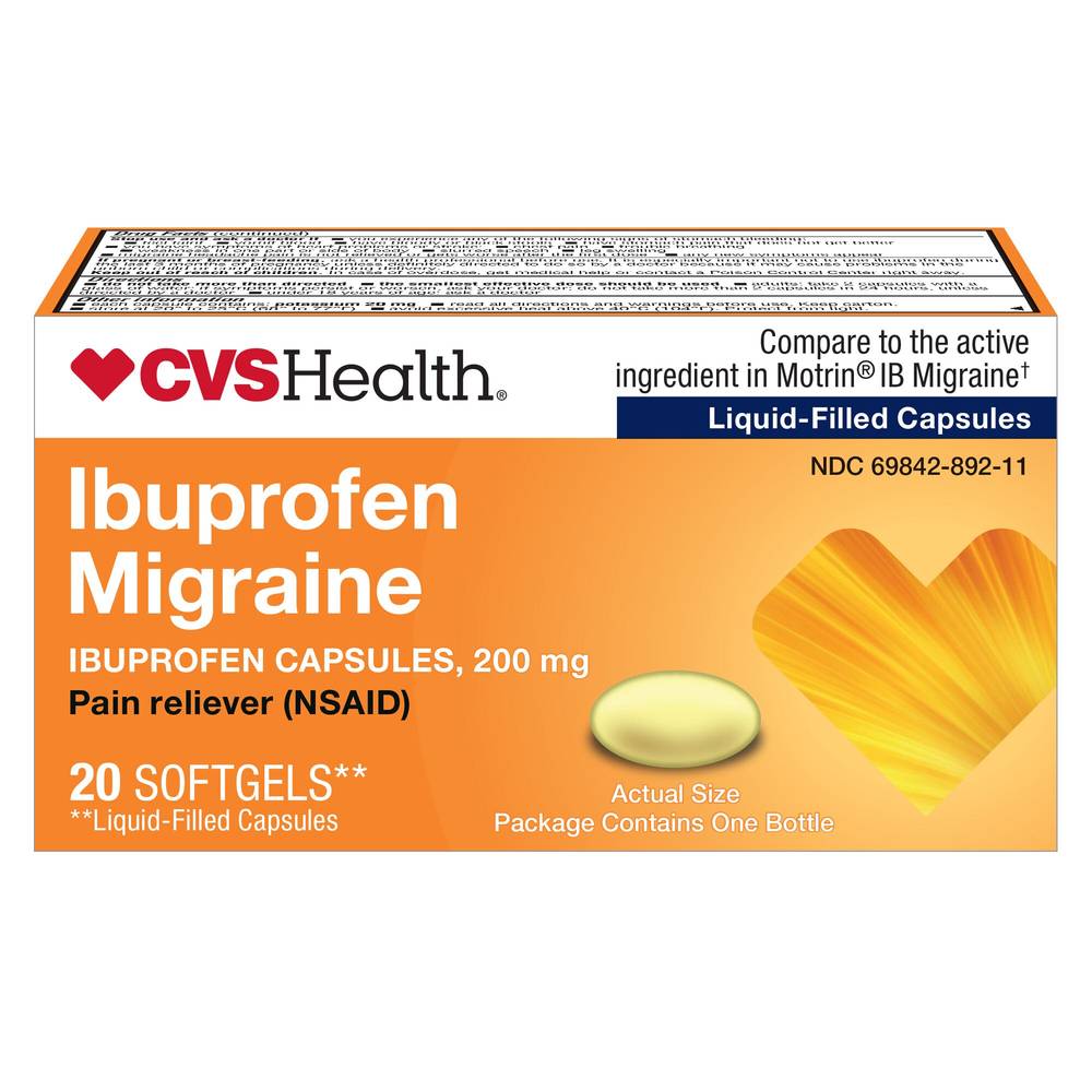 Cvs Health Ibuprofen Migraine 200 mg Softgels