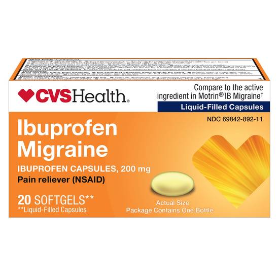 CVS Health Ibuprofen Migraine 200 MG Softgels, 20 CT