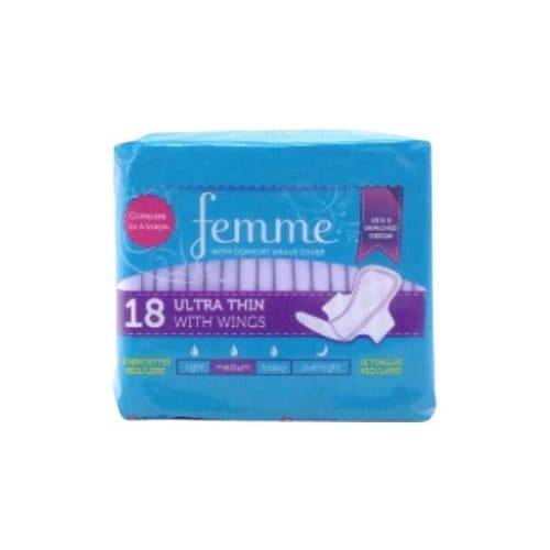 Femme Medium Absorbency Ultra Thin Pads With Wings (18 ct)