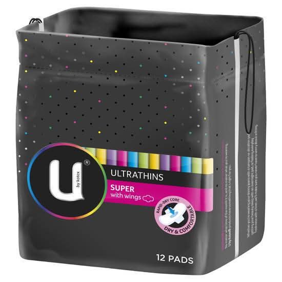 U by Kotex Super Ultrathins with Wings 12pk