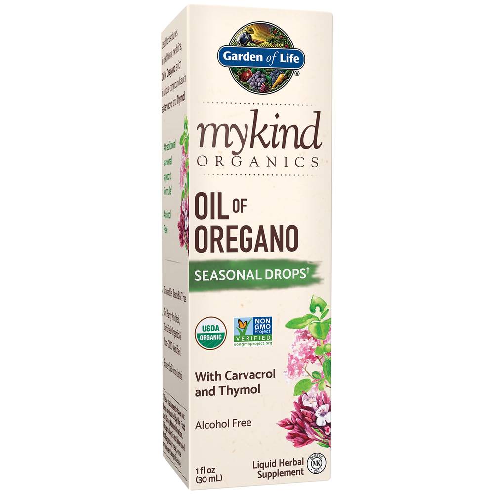 Mykind Organics Oil Of Oregano - Seasonal Drops With Carvacrol & Thymol (1 Fluid Ounces)