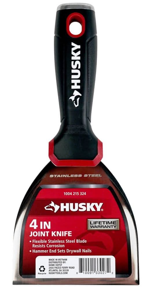 Husky 4 In. Stainless Steel Hammer-End Joint Knife With Soft Grip Handle