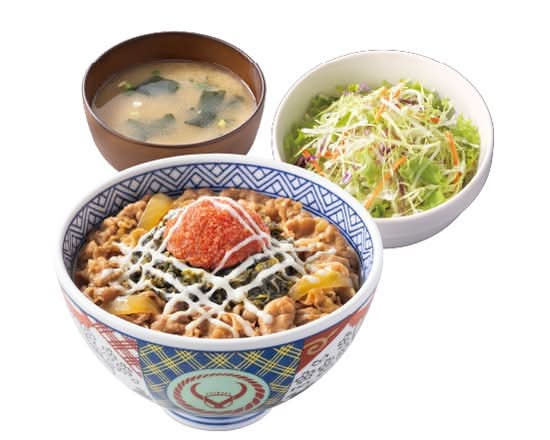 明太高菜マヨ牛丼サラダセット