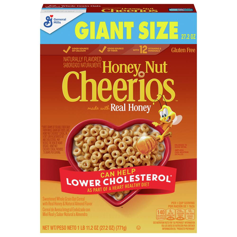 Cheerios Gulten Free Honey Nut Cereal Whole Grain Giant Size