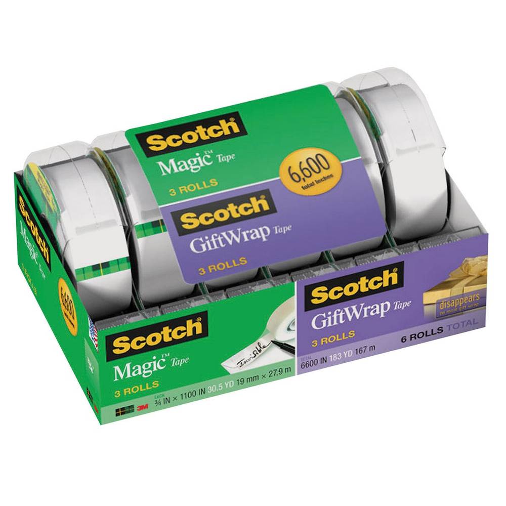 3M Scotch Magic Tape & Gift Wrap Tape, 6-count