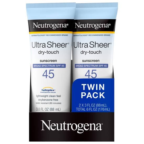 Neutrogena Ultra Sheer Water Resistant Spf 45 Sunscreen (2 x 3 fl oz)