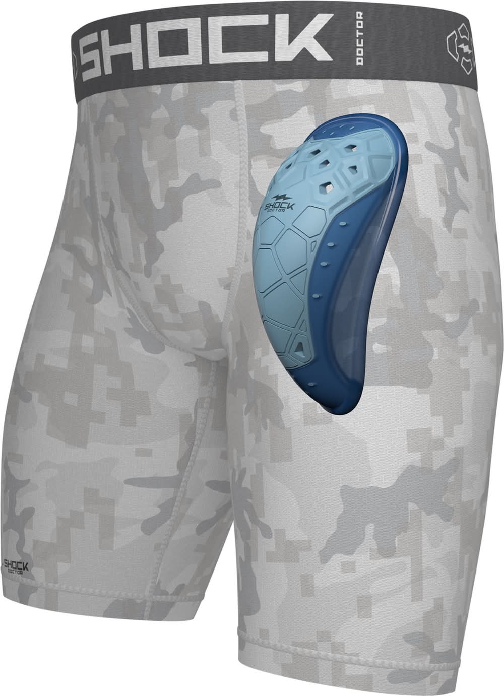 Shock Doctor Youth Core Compression Short w/ Bio-Flex 2.0 Cup (White Camo, XL)