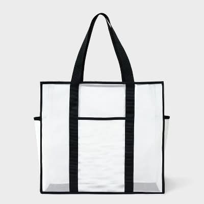 Shade & Shore Mesh Tote Handbag, White-Black