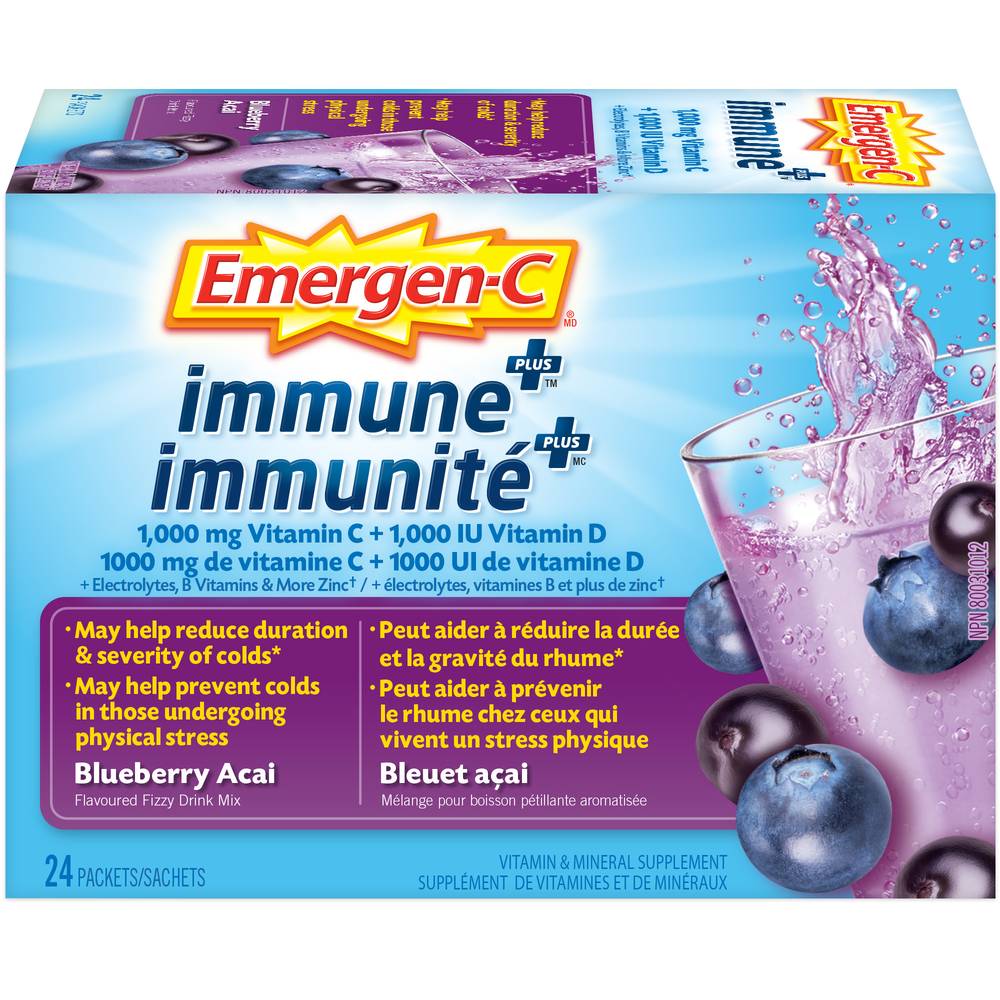 Emergen-C Immune + Blueberry-Acai Caffine Free Vitamin and Mineral Supplement Drink Mix (30 g)