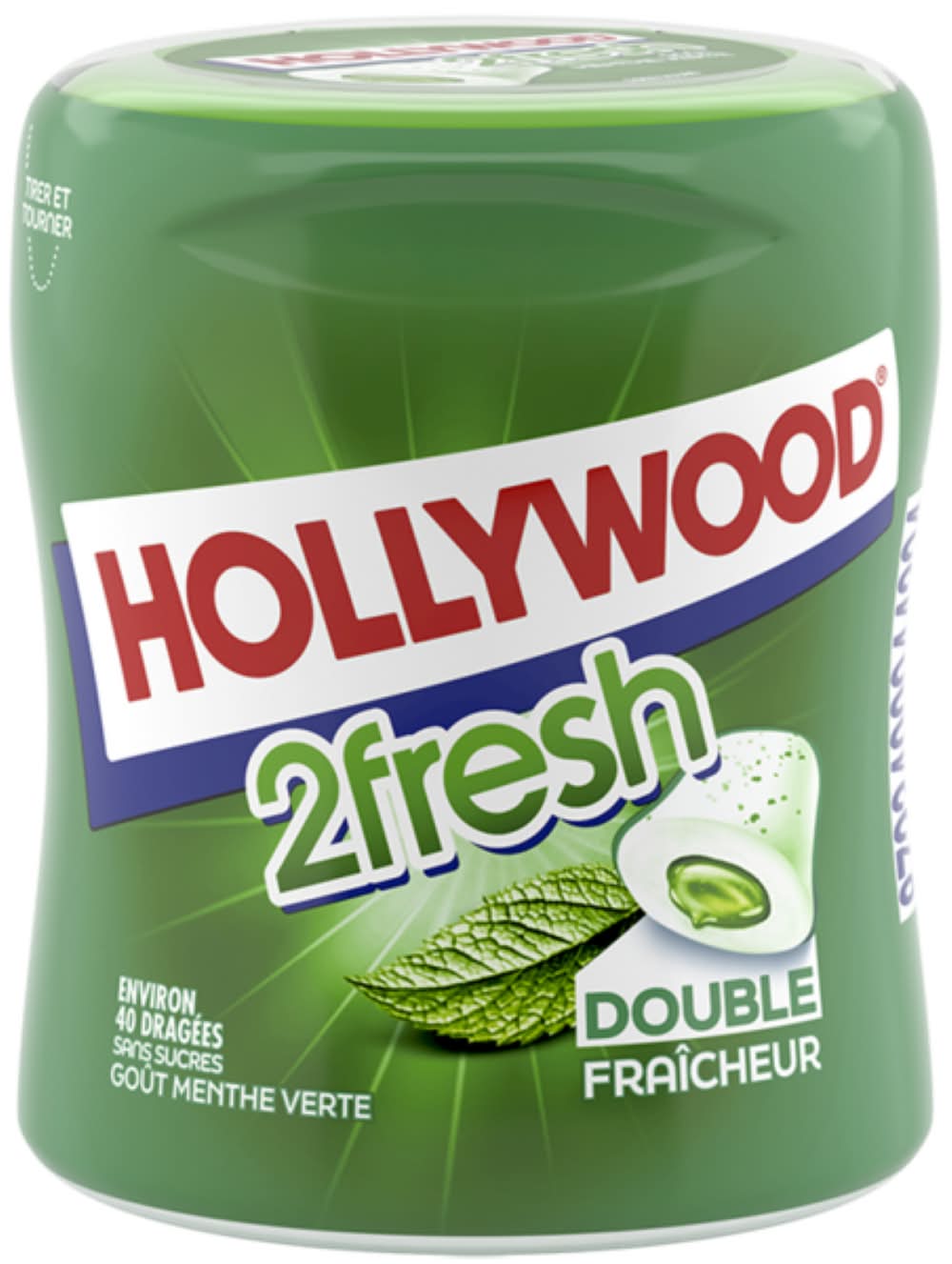 Hollywood - 2 Fresh chewing gum, menthe verte-chlorophylle (88g)