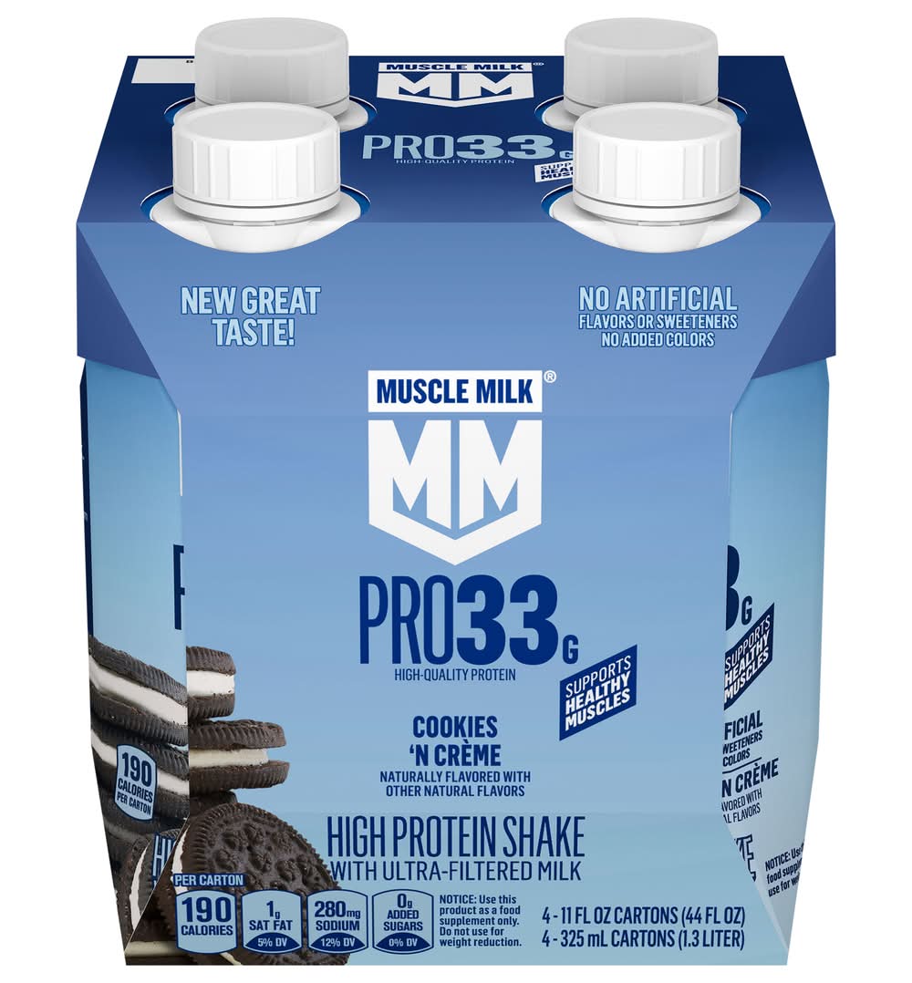 Muscle Milk Pro High Protein Shake With Ultra Filtered Milk, Cookies N Creme (4 x 11 fl oz)