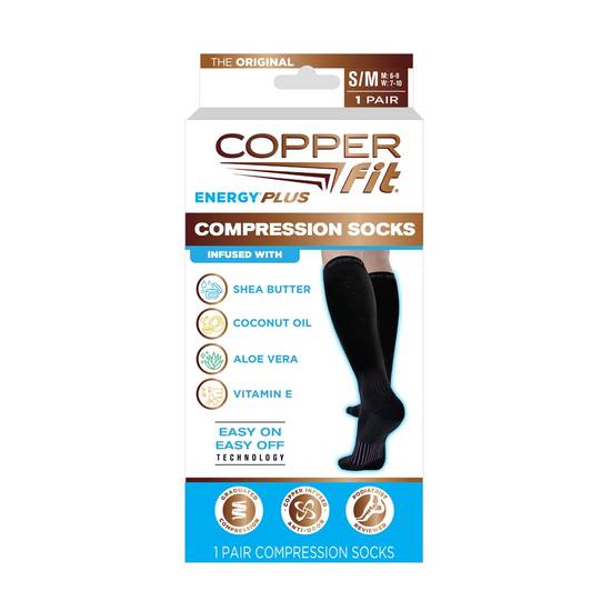 Copper Fit Energy Plus Compression Infused Hydrating Socks, S/M