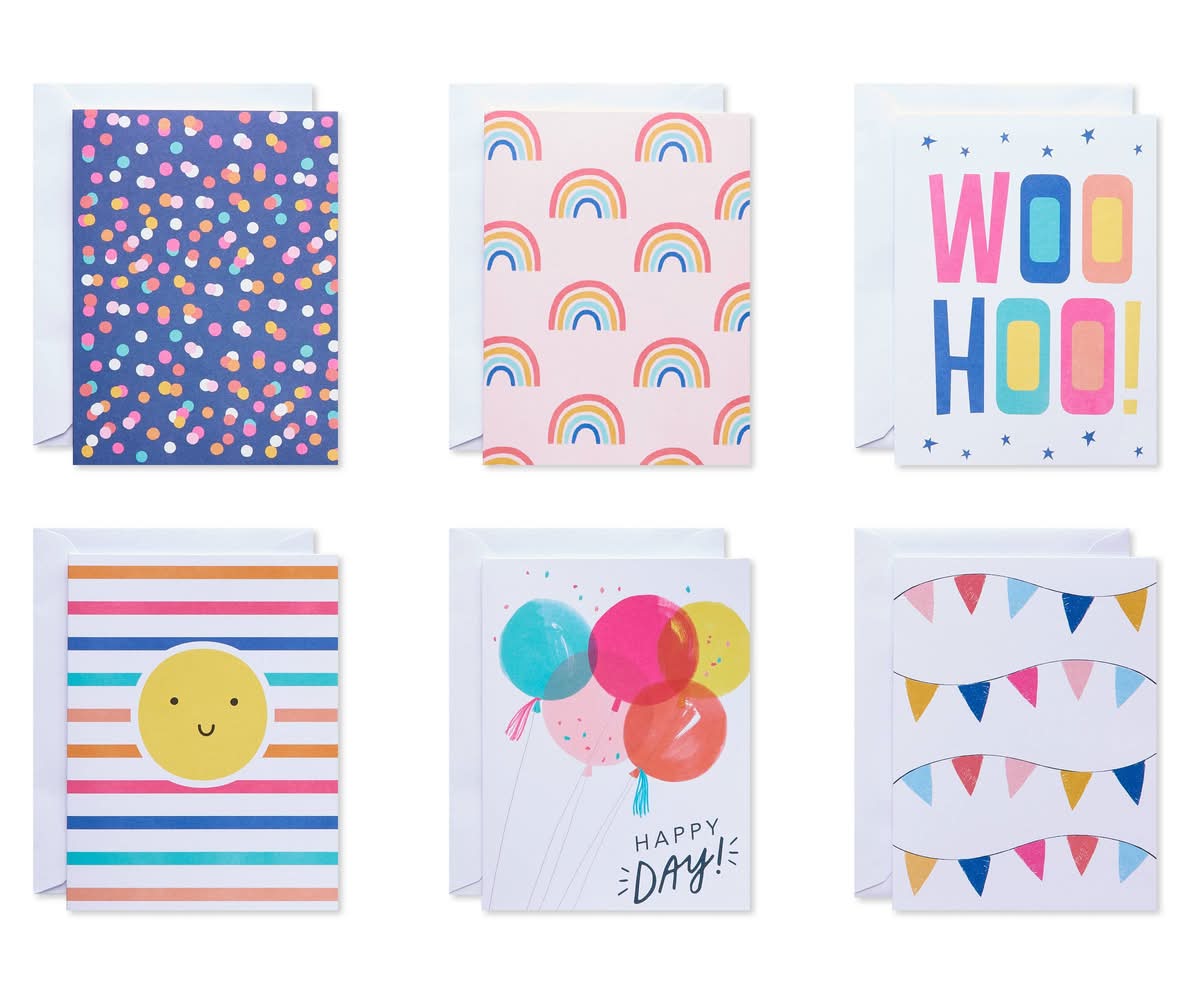 Carlton Cards Happy Day Blank Greeting Cards, Multicolor (50 ct)