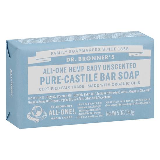 All-One Hemp Baby Unscented Pure-Castile Bar Soap Dr. Bronner's 5 oz