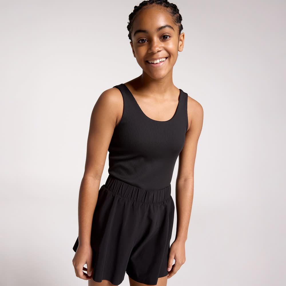 DSG Girls' Fashion Romper (Pure Black, XS)