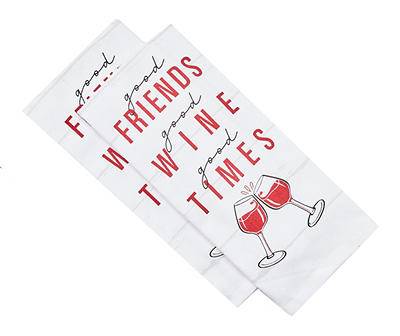 "Good Wines" White & Red Fouta Kitchen Towels, 2-Pack