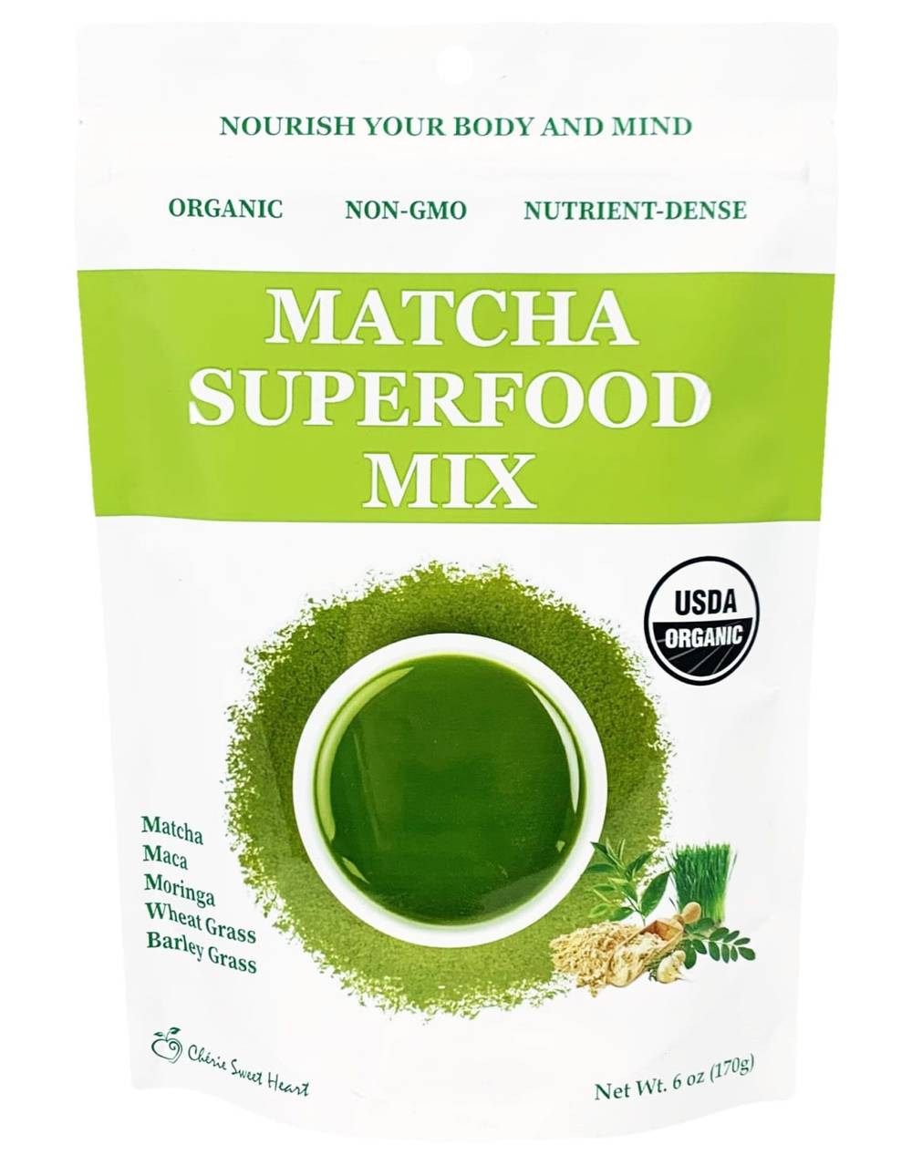 Cherie Sweet Heart Organic Matcha Superfood Mix (6 oz)