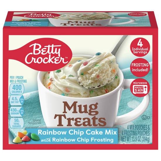 Betty Crocker Rainbow Chip Cake Mix & Frosting Mug Treats (4 ct)