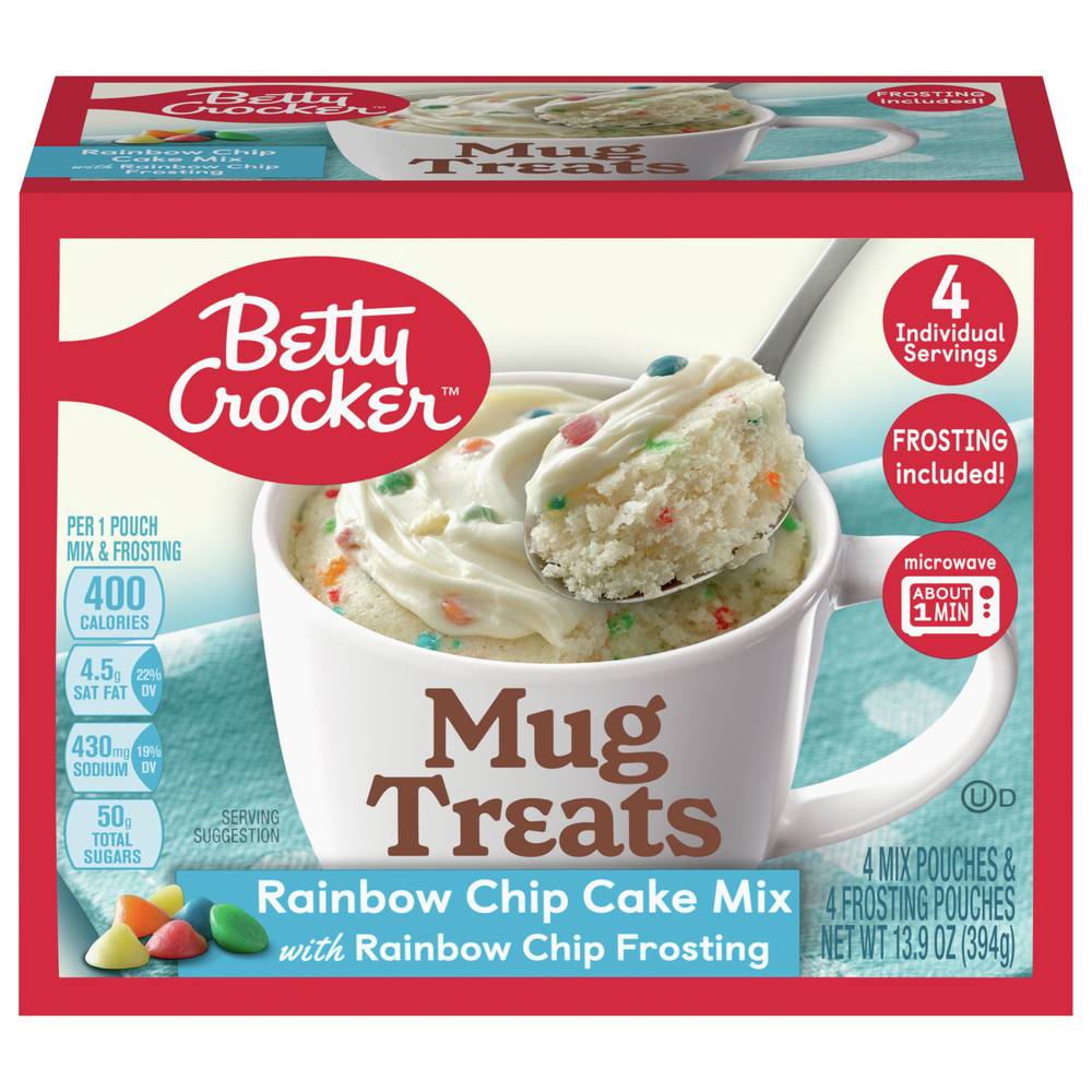 Betty Crocker Rainbow Chip Cake Mix & Frosting Mug Treats (13.9 oz)