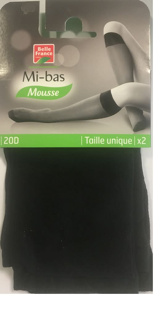 Belle France - Mi-bas mousse noir taille unique