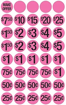 Cosco Stickers, Pink, 1000, Pack (098558)