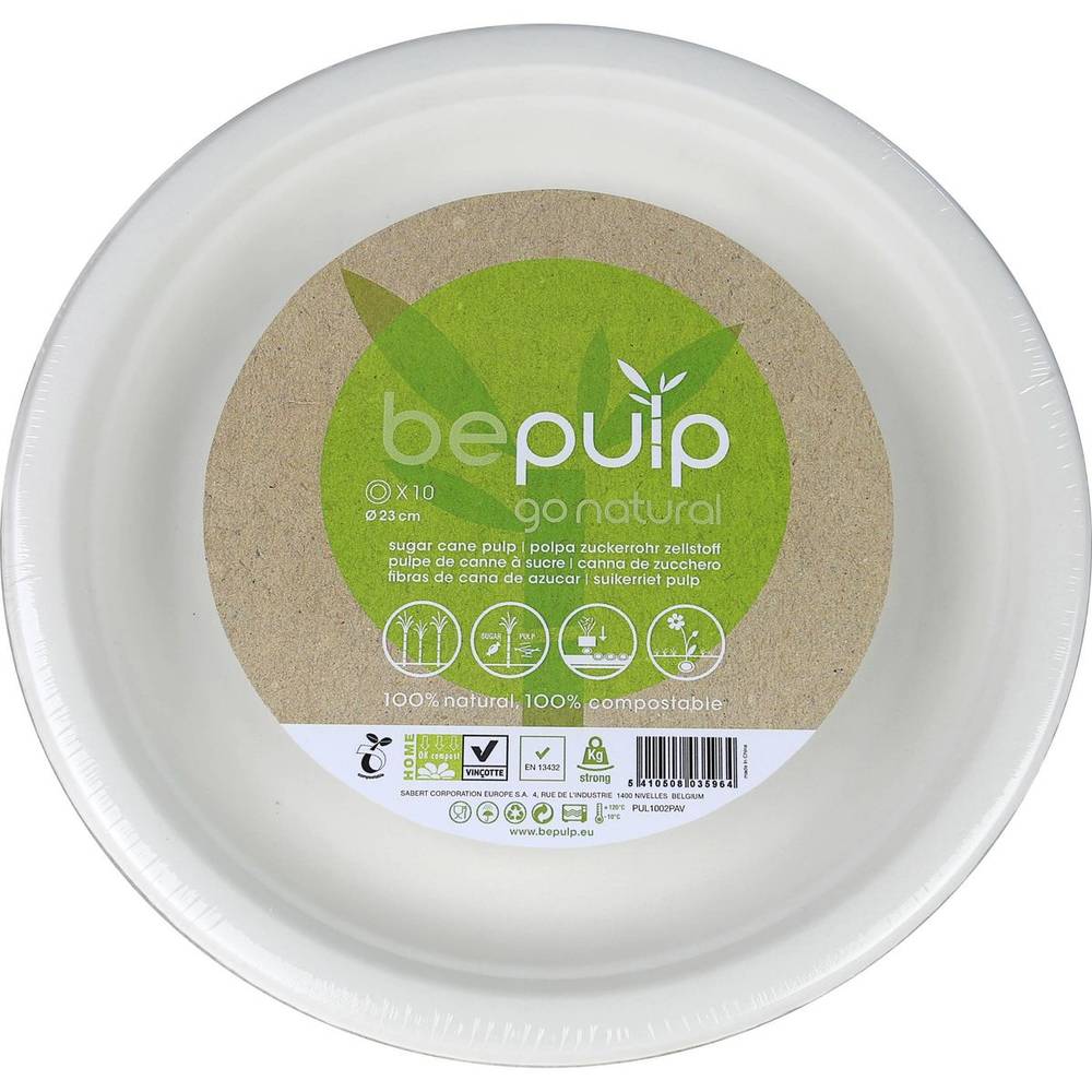 bepulp 10 Assiettes compostable Ø23cm