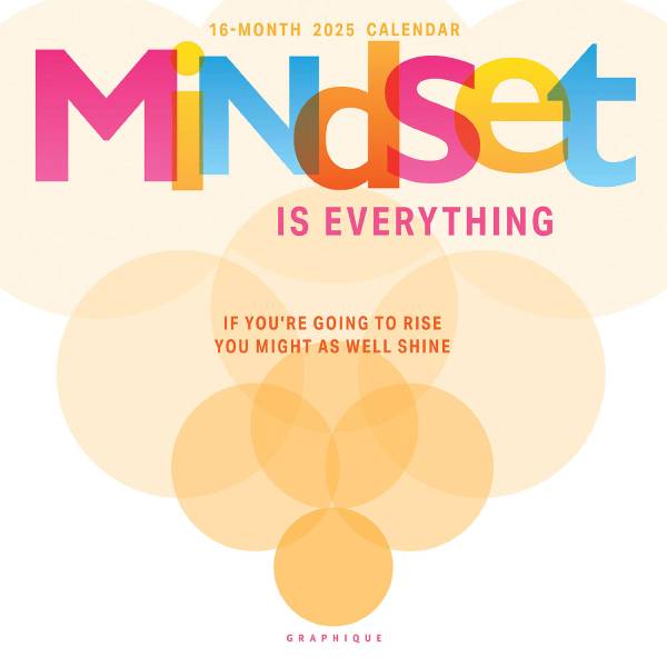 2025 Graphique Inspirational Monthly Wall Calendar, 12" x 12", Mindset, January 2025 To December 2025, CY068