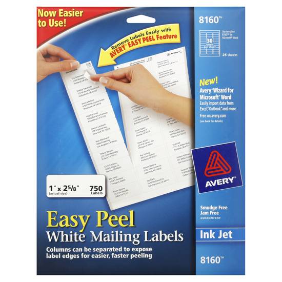 Avery Ink Jet Easy Peel White Mailing Labels