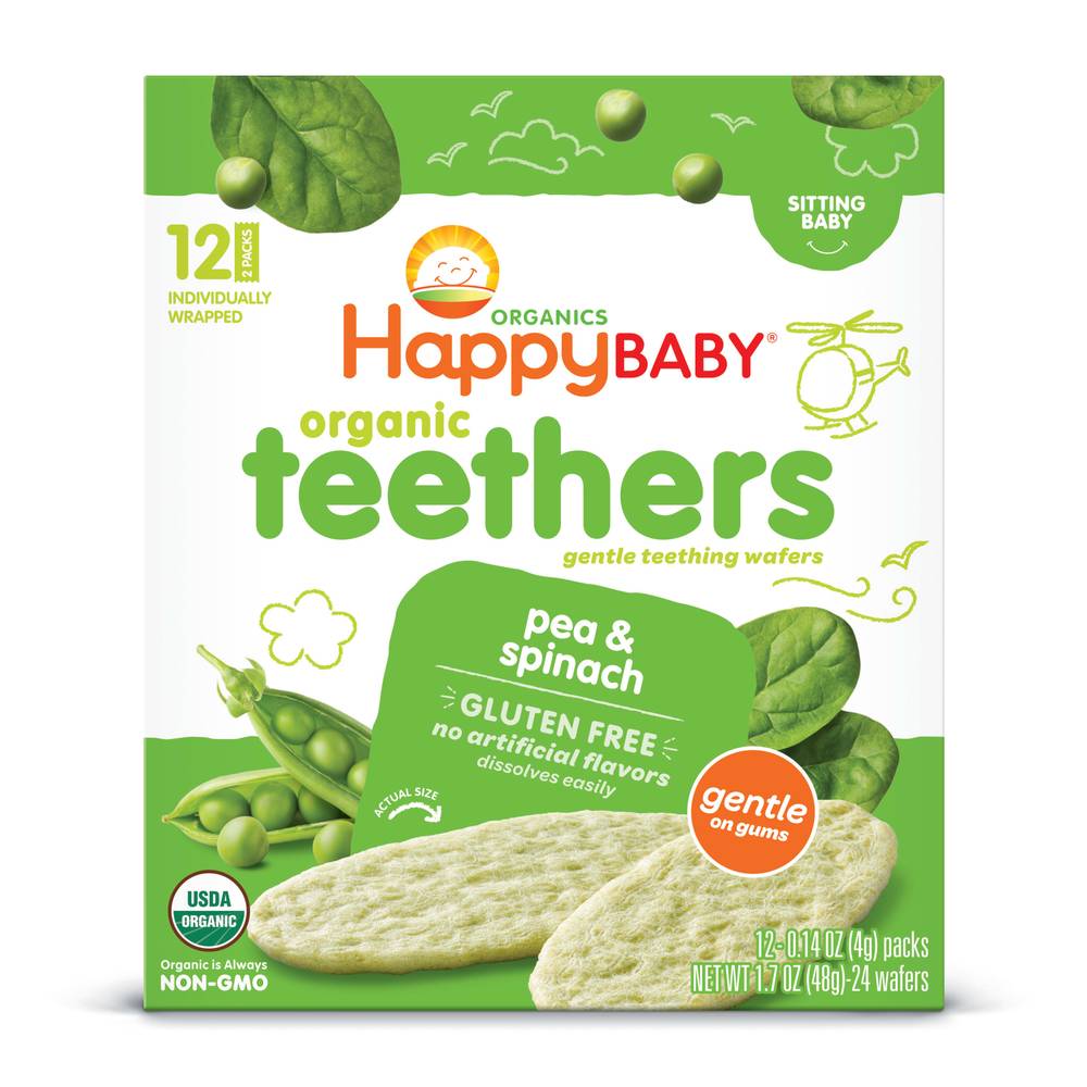 Happy Baby Organic Teethers Pea & Spinach Baby Food (1.7 oz)