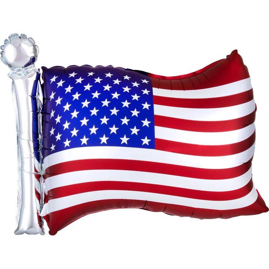 Party City Uninflated American Flag Satin Balloon, 27inches x 22inches, Multi