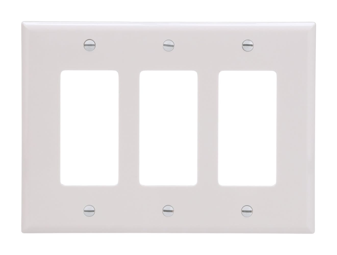 Eaton 3 -Gang Midsize Size White Polycarbonate Indoor Decorator Wall Plate