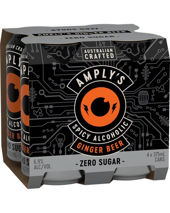 Amplys Ginger Beer Zero 6.9pct Can 4x375mL