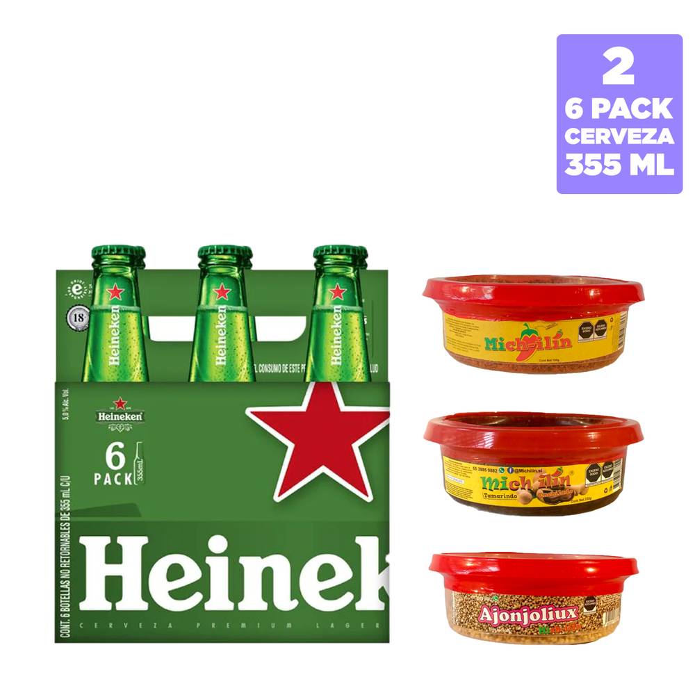 Combo Michelada - Heineken Cerveza Original Botella Six Pack 355 ml