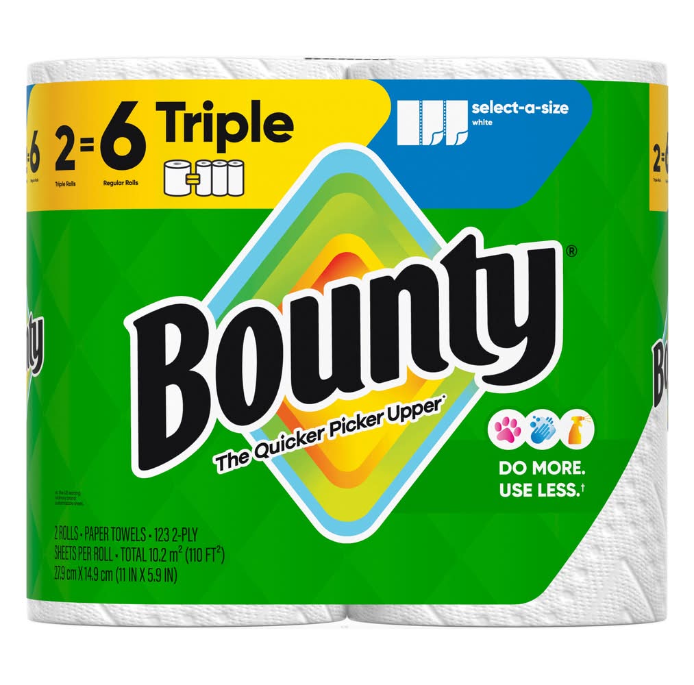 Bounty Triple Rolls Select-a-Size 2 -Count Select-a-size Paper Towels