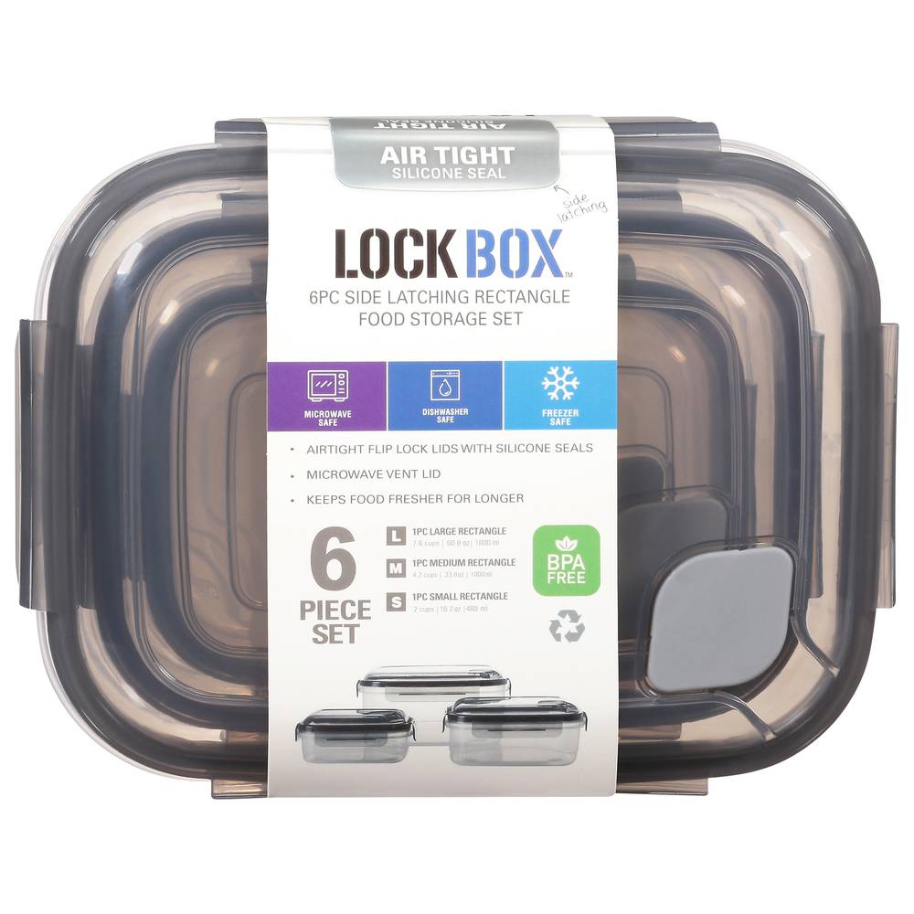 Lock Box Air Tight Side Latching Rectangle Food Storage Set