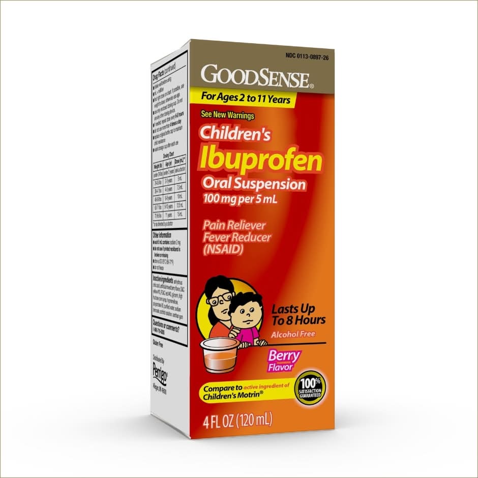 GoodSense Children's Motrin Ibuprofen Liquid Oral Suspension Pain Reliver, Berry (4 fl oz)