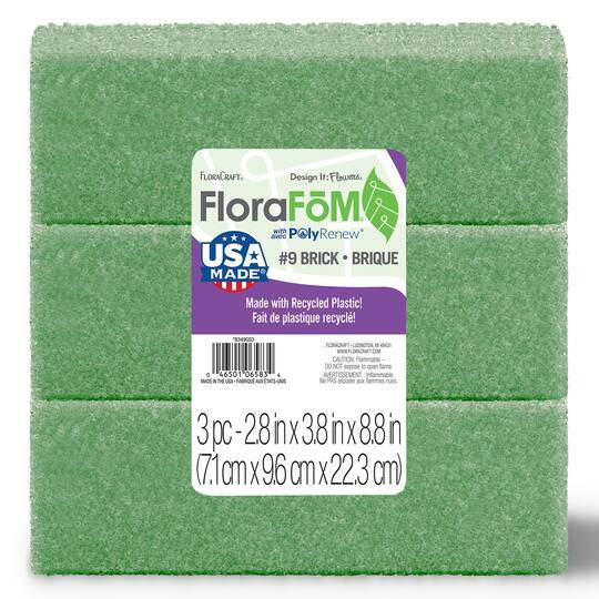 Floracraft Foam Bricks, 2.8x3.8x8.8 in, Green (3 ct)