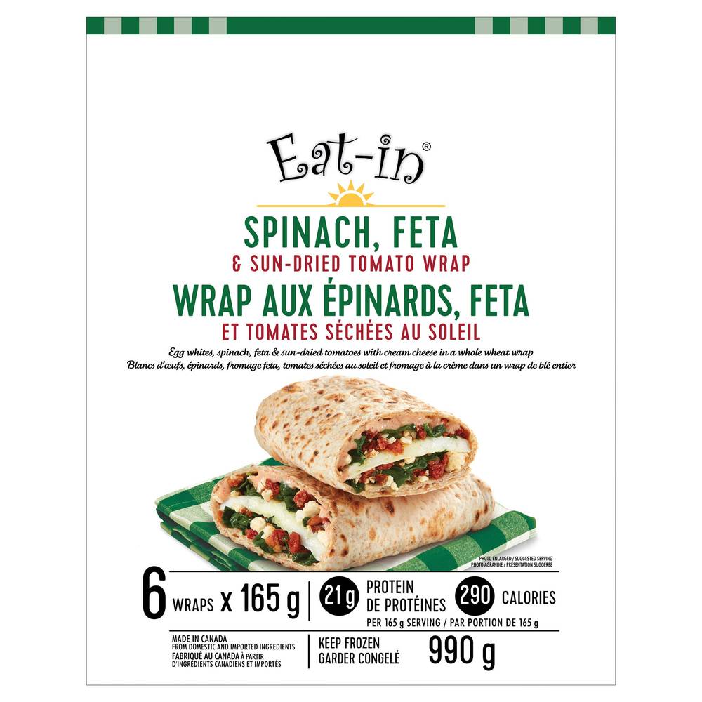 Eat-In Spinach, Feta & Sun-Dried Tomato Wrap, 6 × 165 G