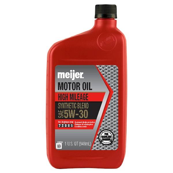 Meijer High Mileage 5W-30 Motor Oil, Synthetic Blend, 1 qt