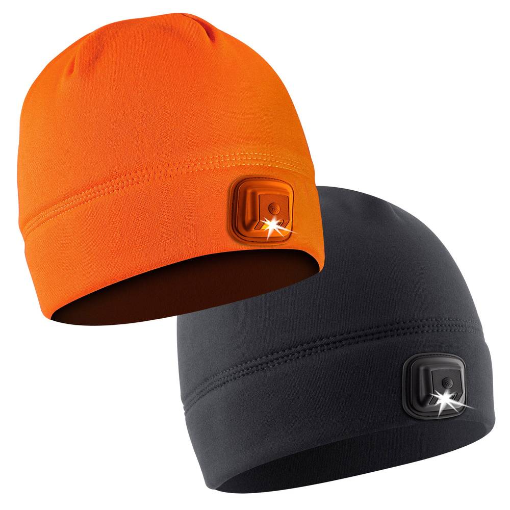 Panther Vision POWERCAP 3.0 Rechargeable LED Lighted Beanie 2-pack, Solid Orange