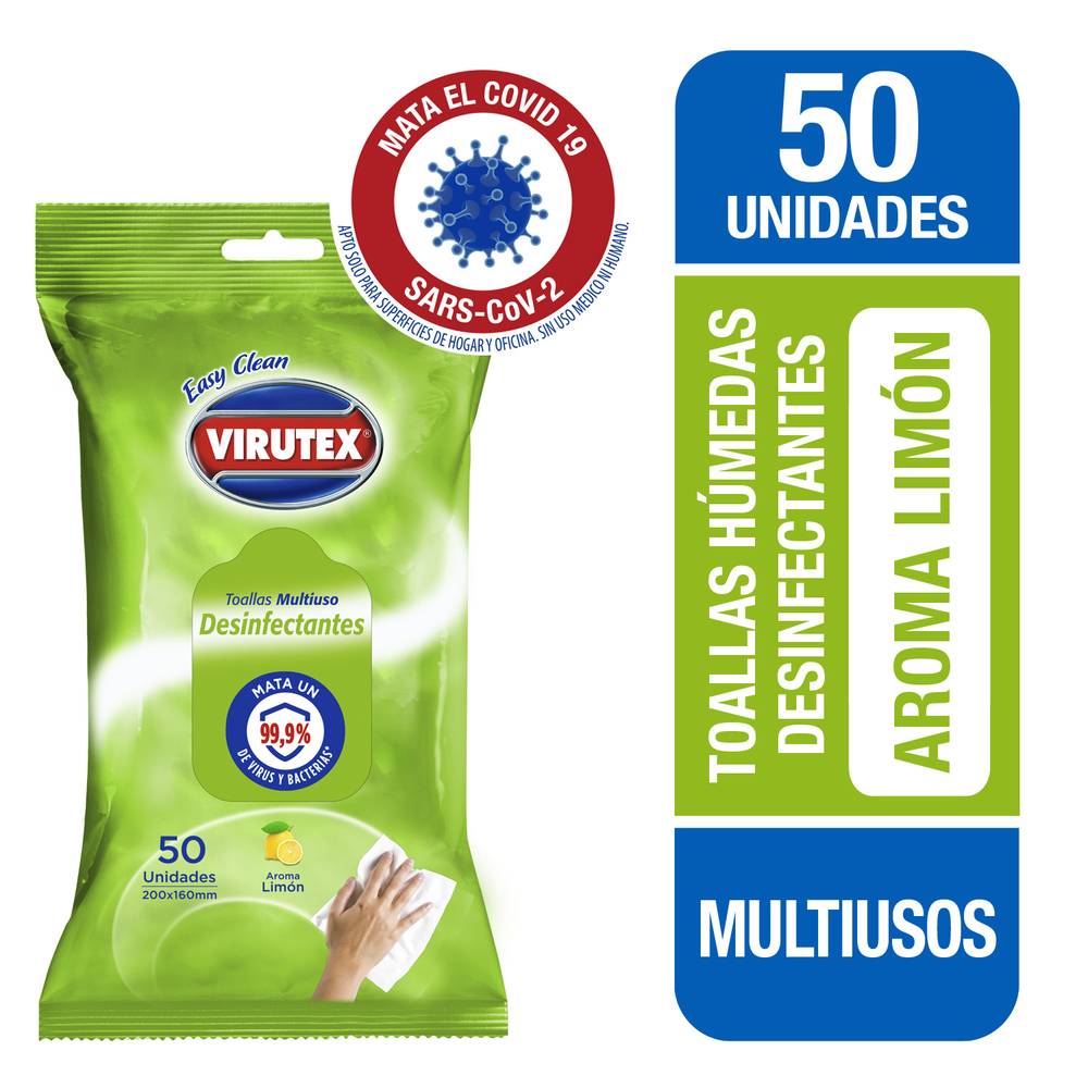 Virutex · Toallitas humedas desinfectantes - Limón (50 un)