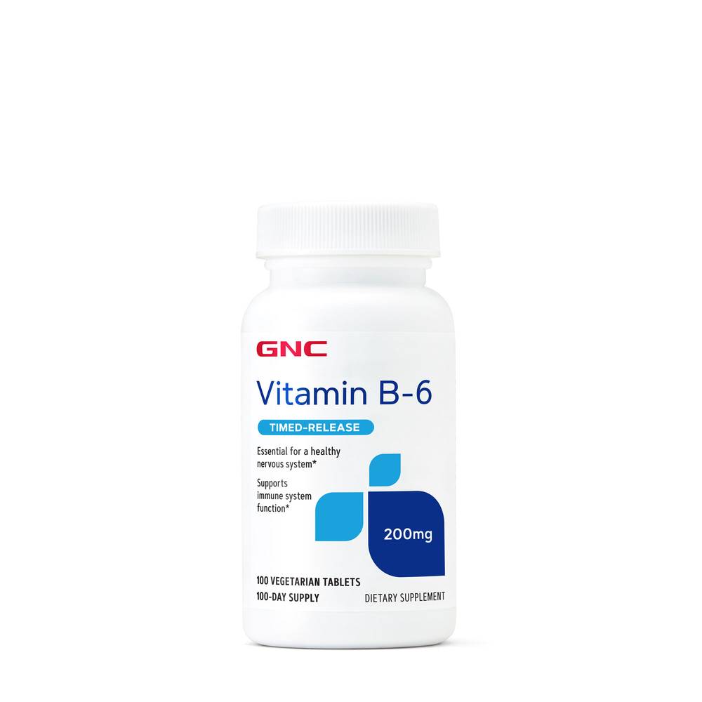 Vitamin B-6 Time Release 200 mg - 100 Vegetarian Tablets (100 Servings)